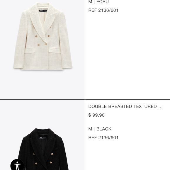 Zara Double Breasted Textured Jacket - NWT - Medium - Black - Picture 2 of 2